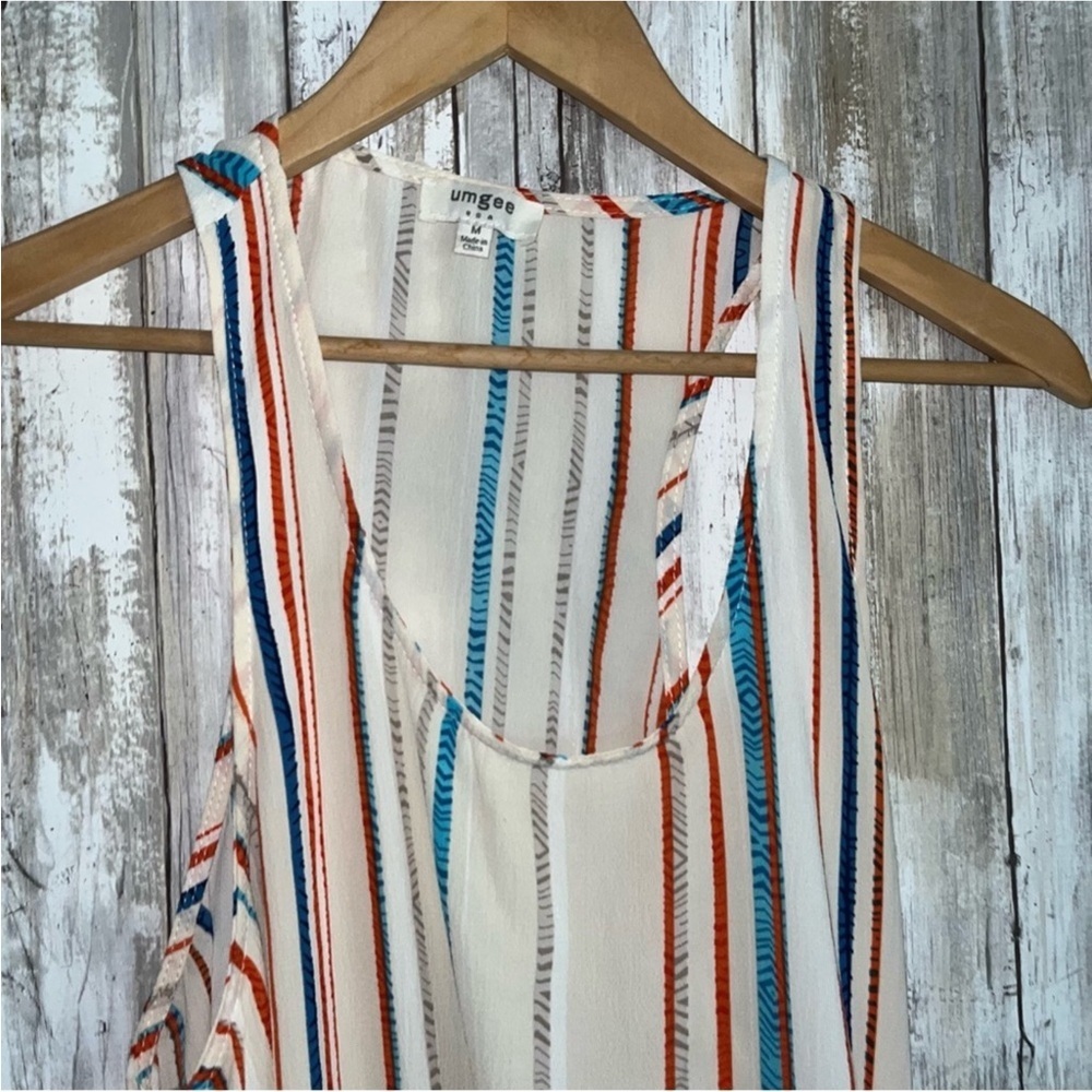 Umgee Striped Side Tie Tank - Picture 3 of 4